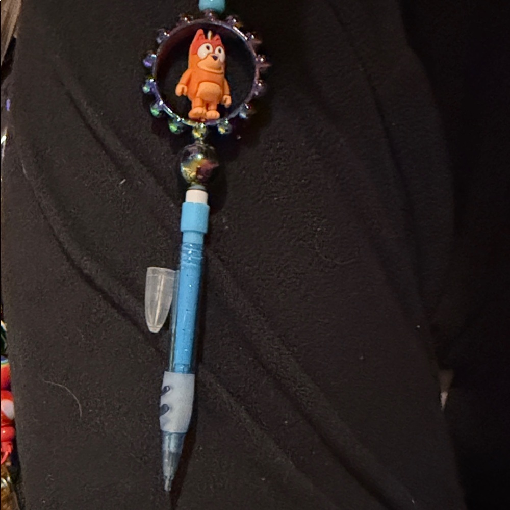 Blue Pencil with bingo Cartoon Character Topper